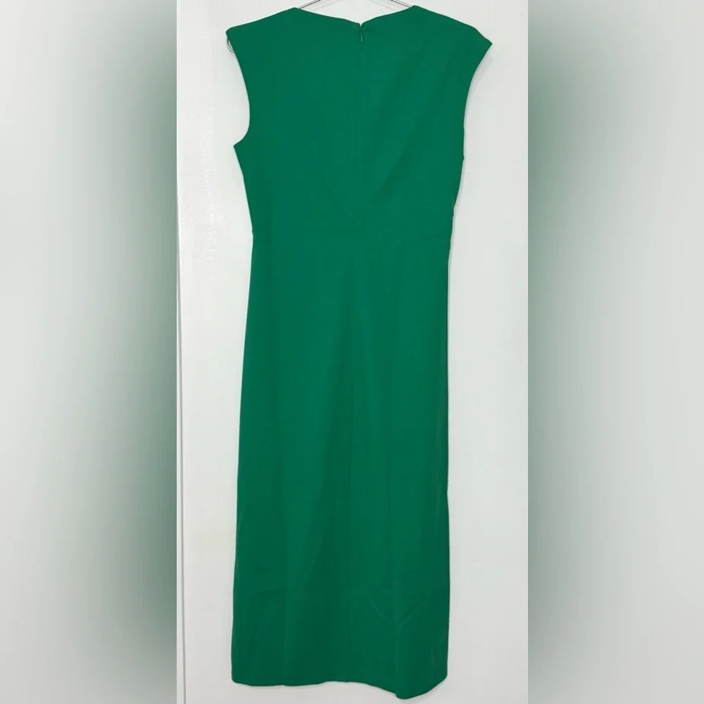 Anne Klein NWT Asymmetric Ruched Midi Dress in Green Sprig - Picture 4 of 5
